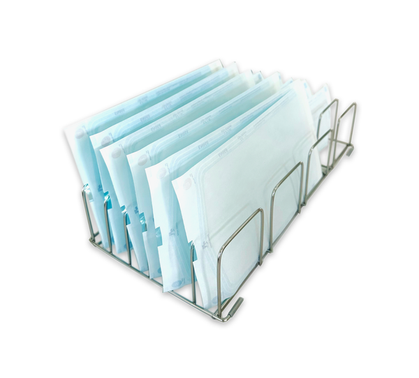 Extra vertical holder for sterilization pouches